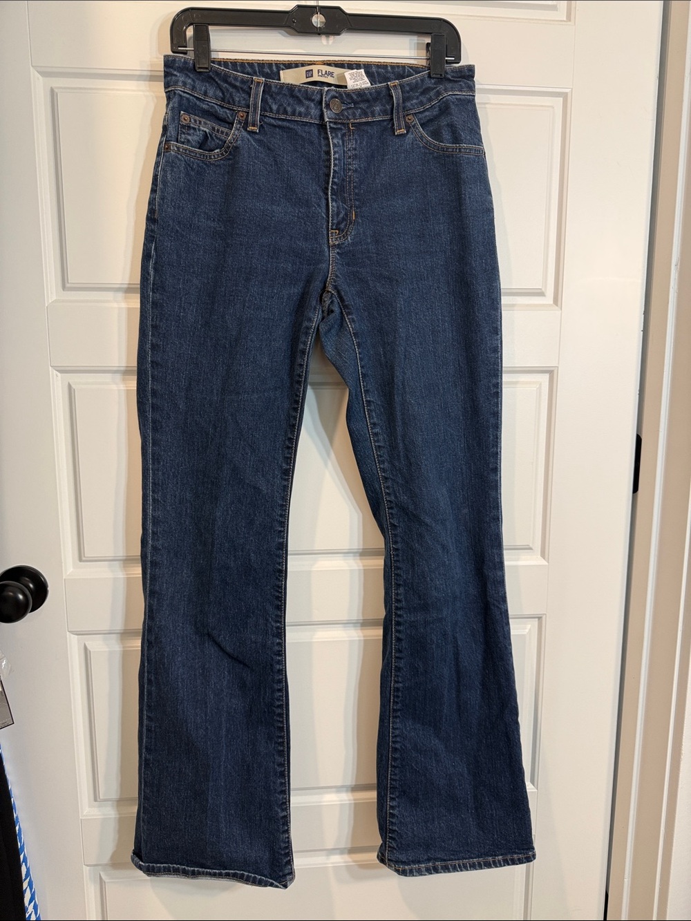 Gap Flare Stretch Jeans Blue Denim Mid Rise  Dark Wash 6
